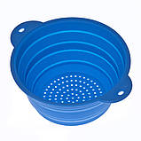 Друшляк силіконовий складний (D=32,5 см, синій). Преміум силікон харчовий., фото 2