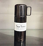 Термос TEA TIME 350 мл (Чорний з білою смугою), фото 3