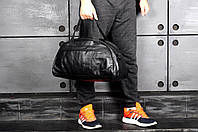 Спортивная сумка из эко кожи стильная модная вместительная Nike, цвет черный (логотип черный)