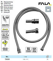 Шланг для душа Польша растяжной Ø=14 мм нержавейка гофра G 1/2 l=1,25-1,75 м FALA-75650