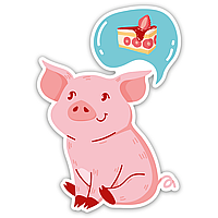 Наклейка на холодильник Pig рожевий