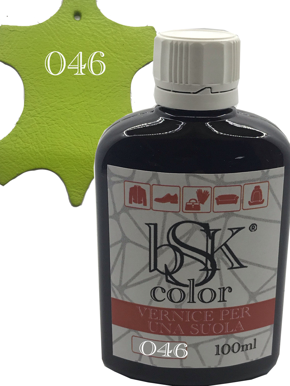 Фарба для гладкої шкіри "bsk-color" 100ml колір лаймовий