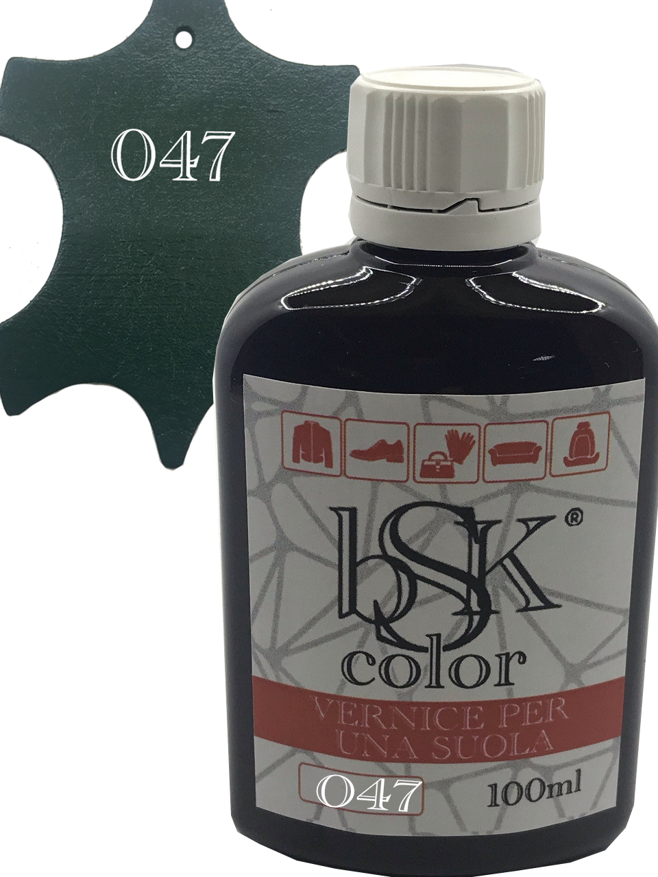 Фарба для гладкої шкіри "bsk-color" 100ml колір пляшковий, фото 1