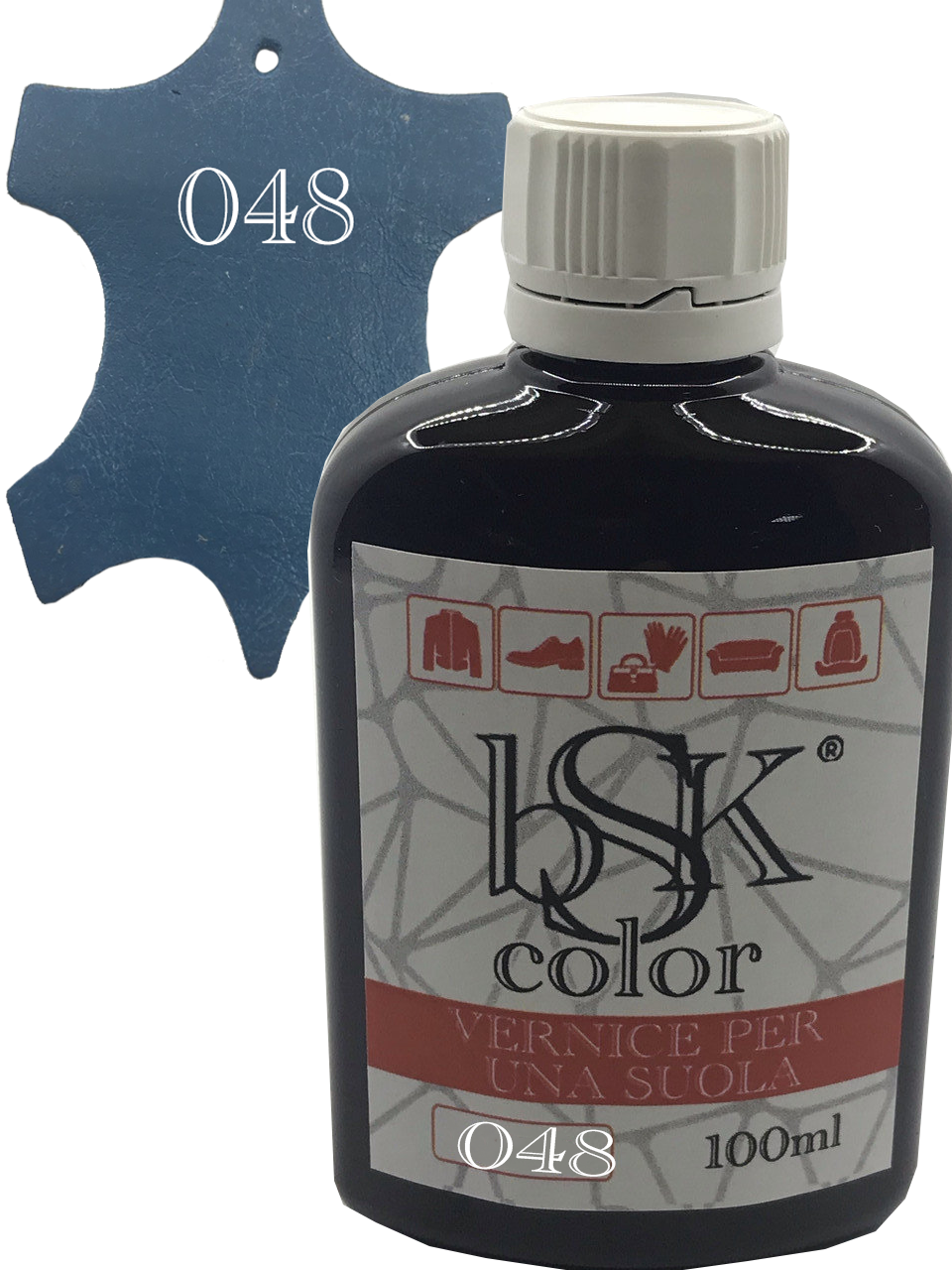 Фарба для гладкої шкіри "bsk-color" 100ml колір морської хвилі, фото 1