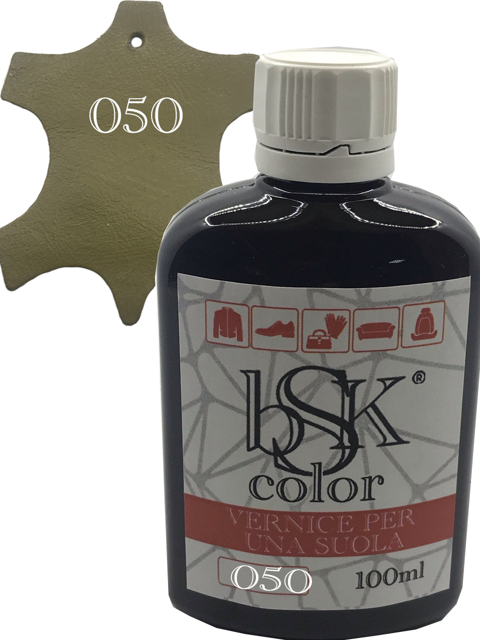 Фарба для гладкої шкіри "bsk-color" 100ml колір зелений-коричневий, фото 1