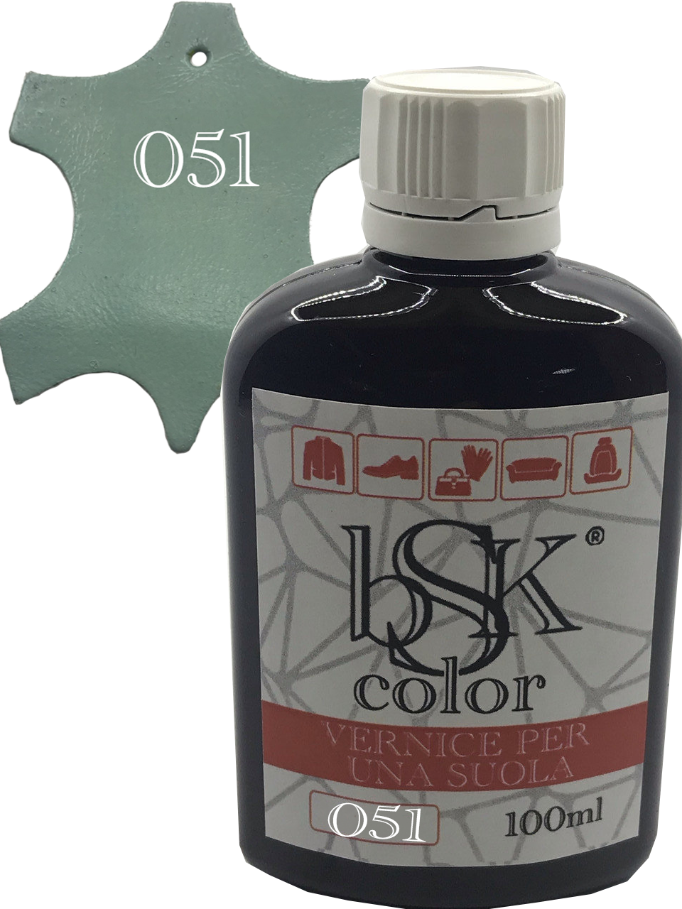 Фарба для гладкої шкіри "bsk-color" 100ml колір пастельно-блакитний, фото 1