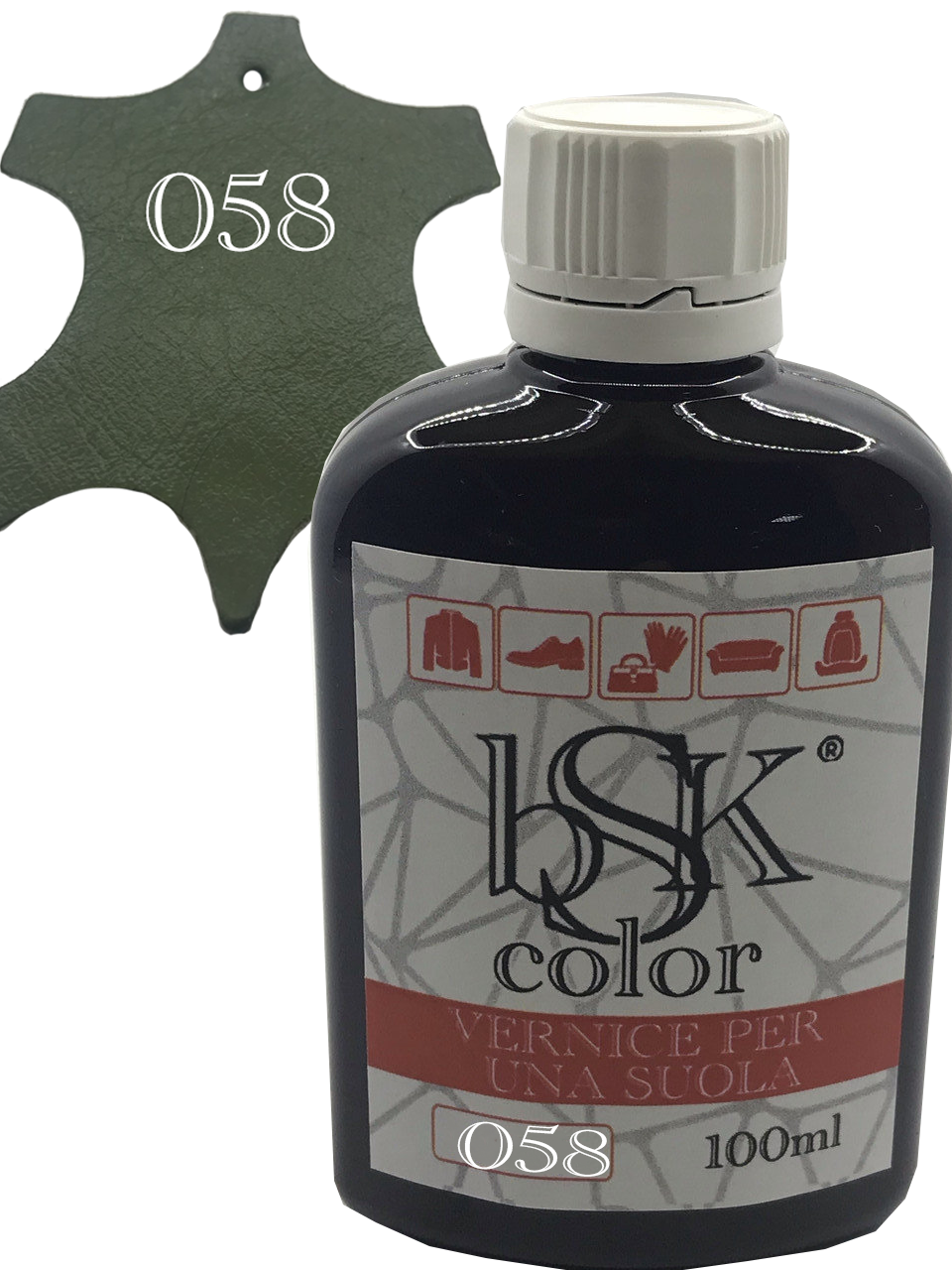 Фарба для гладкої шкіри "bsk-color" 100ml колір хакі, фото 1
