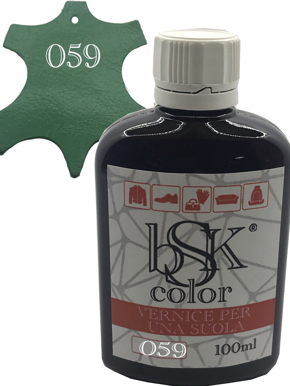 Фарба для гладкої шкіри "bsk-color" 100ml колір бірюзово-зелений, фото 1