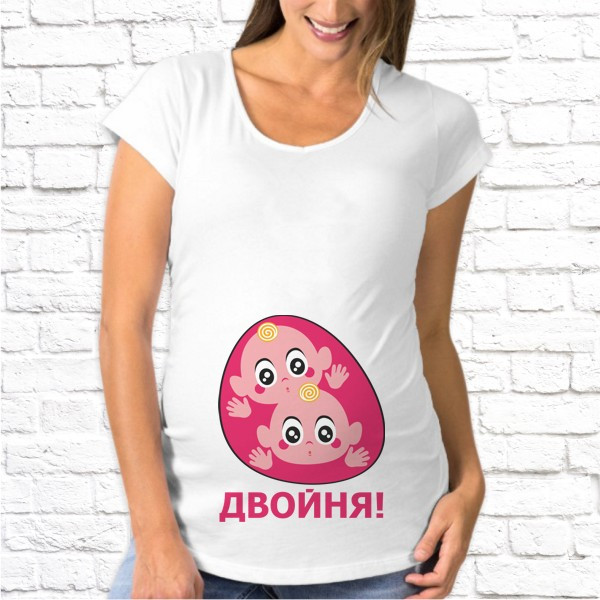 Футболка для вагітної з принтом Малюки "Двійня" Push IT