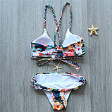 Купальник жіночий яскравий роздільний з тропічним принтом, розмір M, фото 5