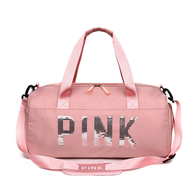 Сумка жіноча PINK в стилі Victoria's Secret дорожня спортивна для фітнесу з відділенням для взуття (рожева), фото 1