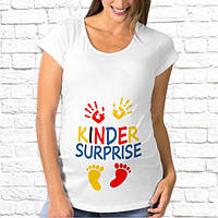 Футболка для вагітної з принтом Kinder Surprise XXL, Білий Push IT
