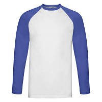 Стильная мужская белая футболка с длинными ярко-синими рукавами - S, M, L, XL, 2XL, 3XL
