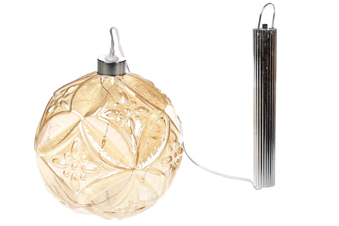 Ялинкова куля з LED підсвічуванням, колір - янтар ТОВАР ВІД ВИРОБНИКА