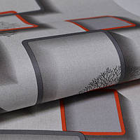 Шпалери на стіну паперові популярні сірі з червоними та сірими квадратами дерево 0,53*10м