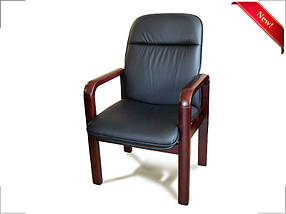 Крісло для конференцій Ліворно комбінована шкіра люкс Чорна (Діал ТМ)
