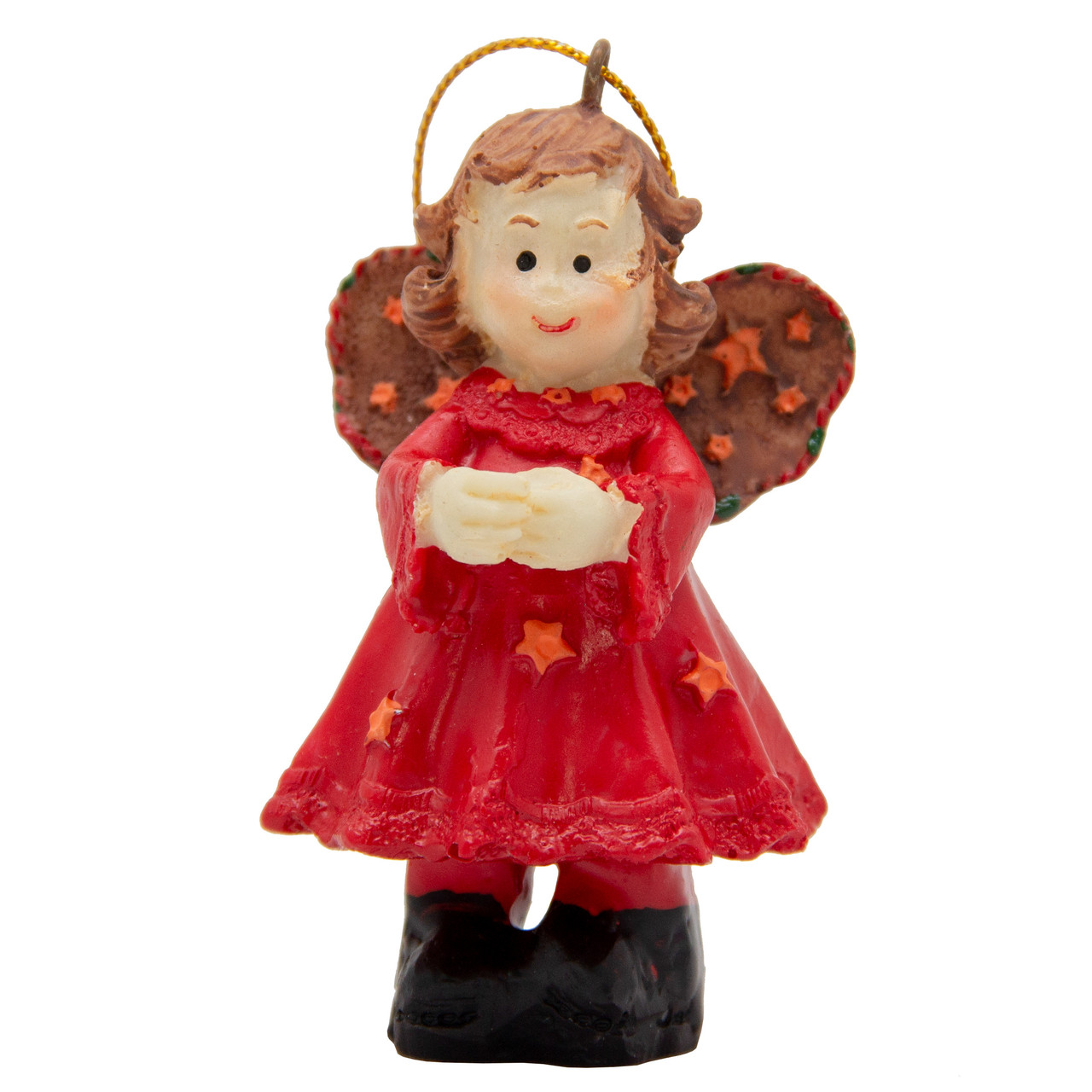 Новорічна ялинкова іграшка - фігурка Янгол, 9 см, червоний, полістоун (000180-1), фото 1
