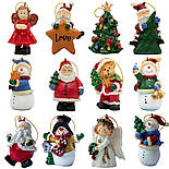 Новорічна ялинкова іграшка - фігурка Дід Мороз з ялинкою, 9 см, червоний, полістоун (000180-6), фото 2