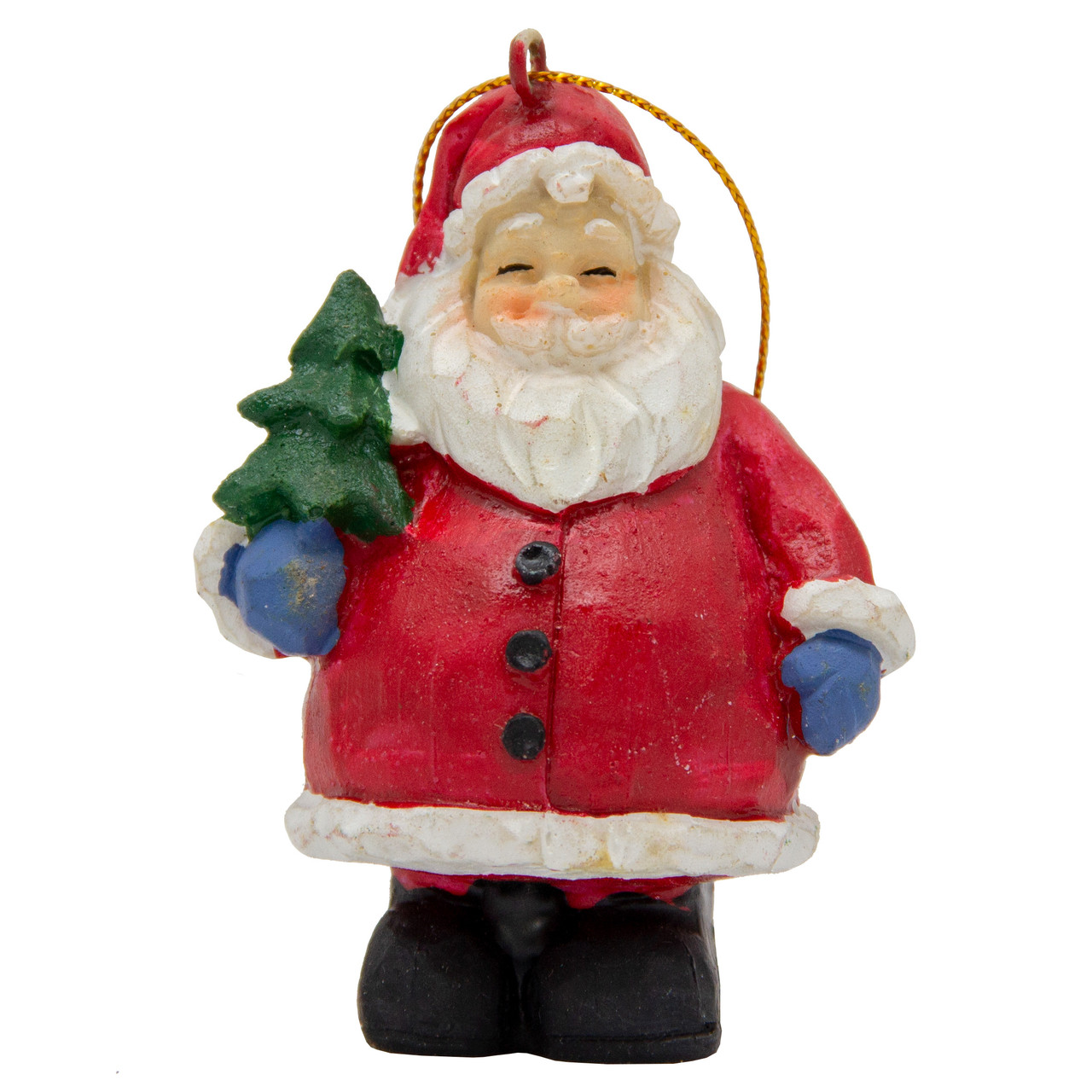 Новорічна ялинкова іграшка - фігурка Дід Мороз з ялинкою, 9 см, червоний, полістоун (000180-6), фото 1