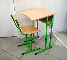 Комплект (парта одномісна + стілець) шкільних меблів регульований на р. р. №4-6