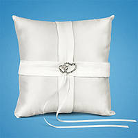 Подушечка для обручних кілець із двома білими стрічками та камінням посередині