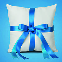 Подушечка для обручних кілець зі стрічкою кольору морської хвилі