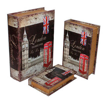Набір скриньках "Лондон" книга схованок у твердій палітурці, набір 3 шт.