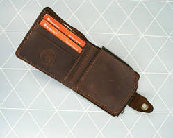 Шкіряний гаманець зі знімною кишенькою для монет Легінь коричневий