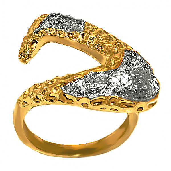 Каблучка Neoglory. Позолота + родій. Камені: білий циркон. Є: 18р 19р