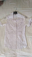 Блузка для дівчинки на 7, 8, 9, 10 років білого кольору з мереживом