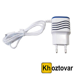 Мережевий 2 usb адаптер + заряджання для android 258