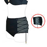 Купальник бандо жіночий роздільний з високою талією і шнурівкою, розмір S (чорний), фото 7