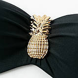 Купальник бандо жіночий роздільний з високою талією і шнурівкою, розмір S (чорний), фото 9