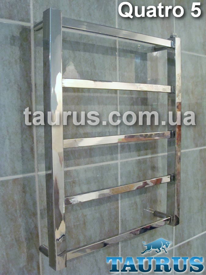 Невелика Нержавіюча сушарка для рушників Quatro 5/550х400. Плоскі, строгі форми каркаса. Вузький