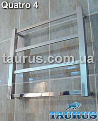 Маленька н/ж сушарка для рушників Quatro 4/450х500. Плоскі труби 20х10. Комбі, вода або ТЕН