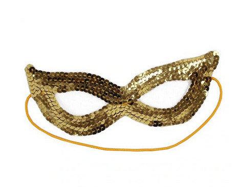 Маска на обличчя карнавальна золотиста, фото 1