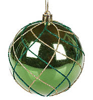 Елочный шар 8см, набор 12 шт, цвет - изумрудный зеленый