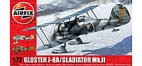 Сборная модель самолета. Британский истребитель-биплан Gloster Gladiator J-8A/Gladiator M. 1/72 AIRFIX 02063