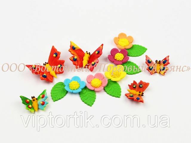 Фігурки з мастики — Метелики та квіти, фото 1