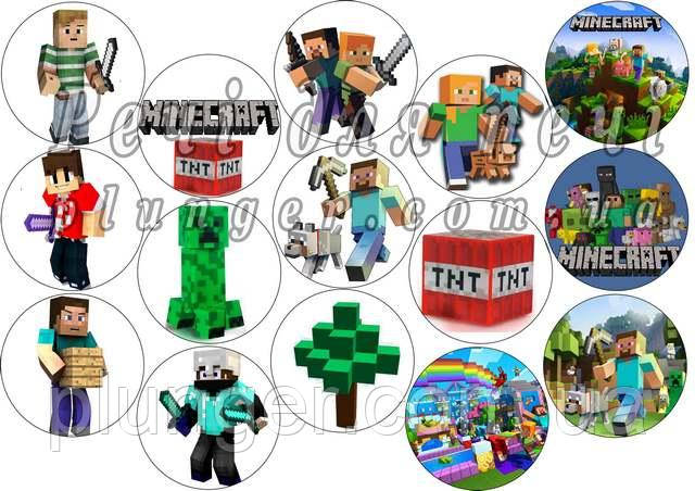 Вафельна картинка для мафінів, топерів, пряників "Minecraft" (лист А4)