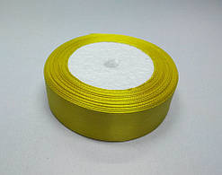 Стрічка атлас 2,5 см 23 метри темно-жовта