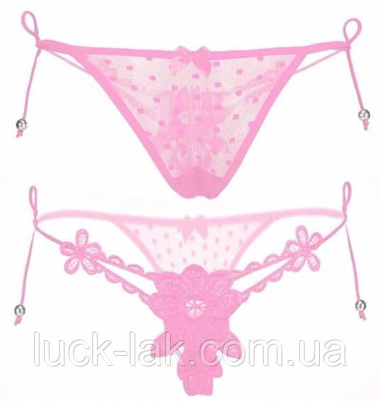 Сексуальні стрінги сіточка світло-рожеві, фото 1