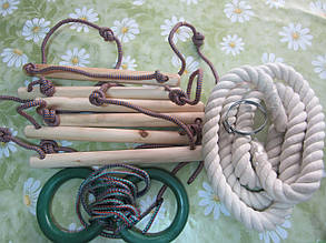 Навісний набір дитячий на шведську стінку (кільця, канат, сходи), фото 3