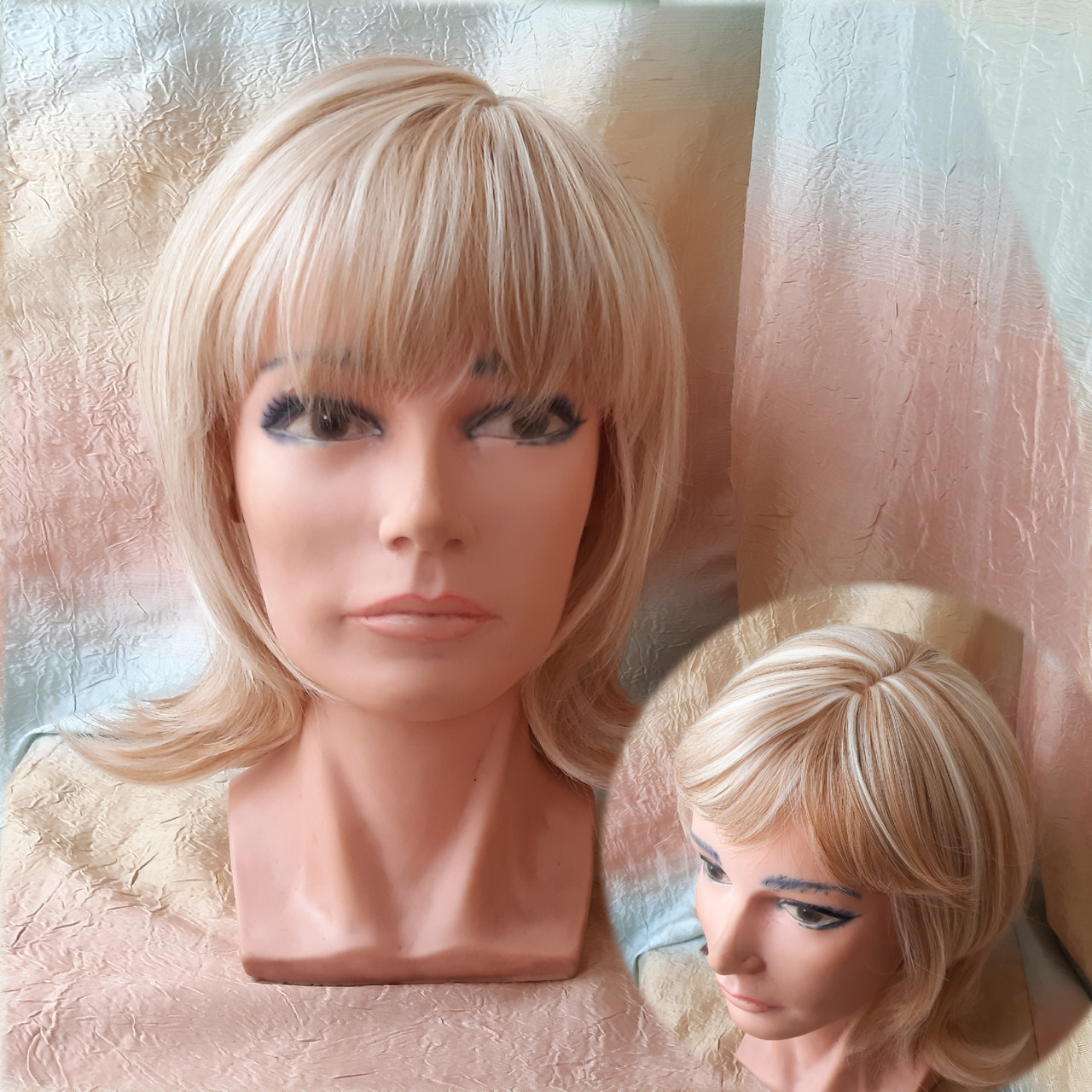 Перука каскад з проділом з термоволокна пшеничний блонд 1919-24ВТ613, фото 1