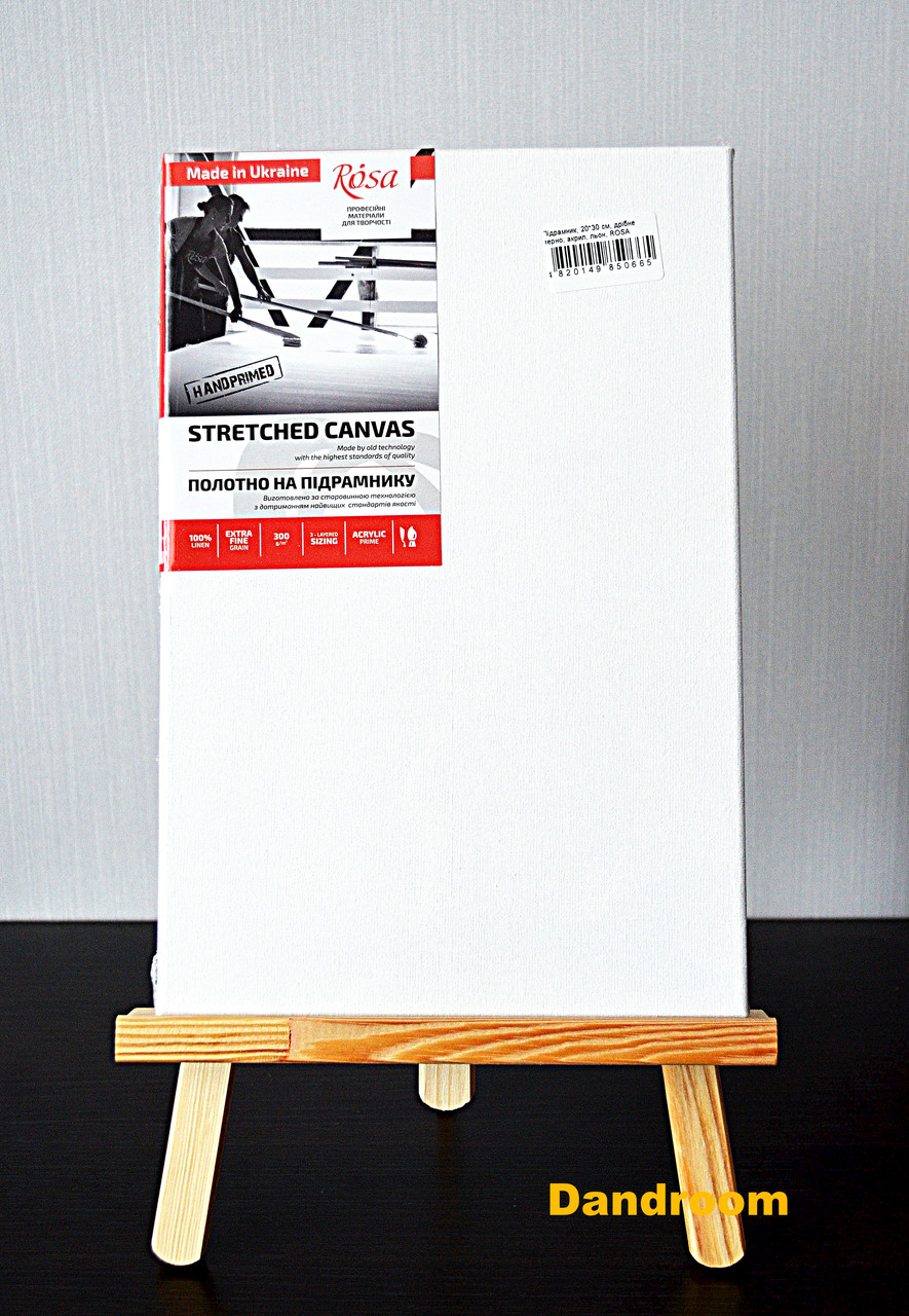 Полотно грунтоване на підрамнику, 20*30 см, дрібне зерно, акрил, льон, ROSA, фото 1