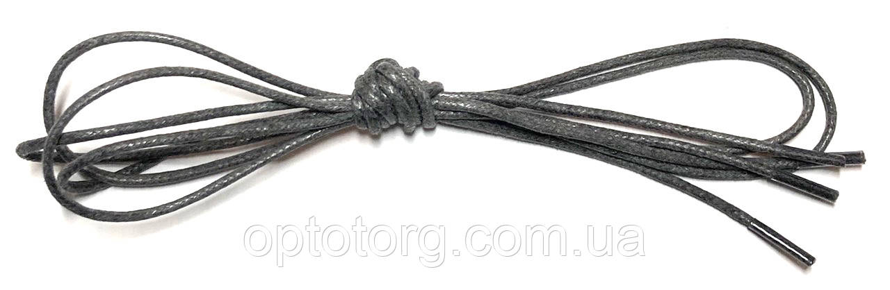 Шнурки Темно сірі просочені круглі 100см 2мм Kiwi