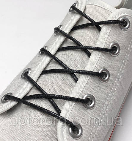 Шнурки Чорний пропитаные круглий 100см 2,2 мм Kiwi, фото 2