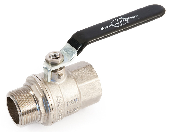 Повнопрохідний кульовий кран PN40 латунь General Fittings 7100.L2 ВН 1/2"