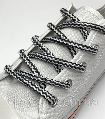 Шнурки Чорно білий круглі 100см 5мм Kiwi, фото 2