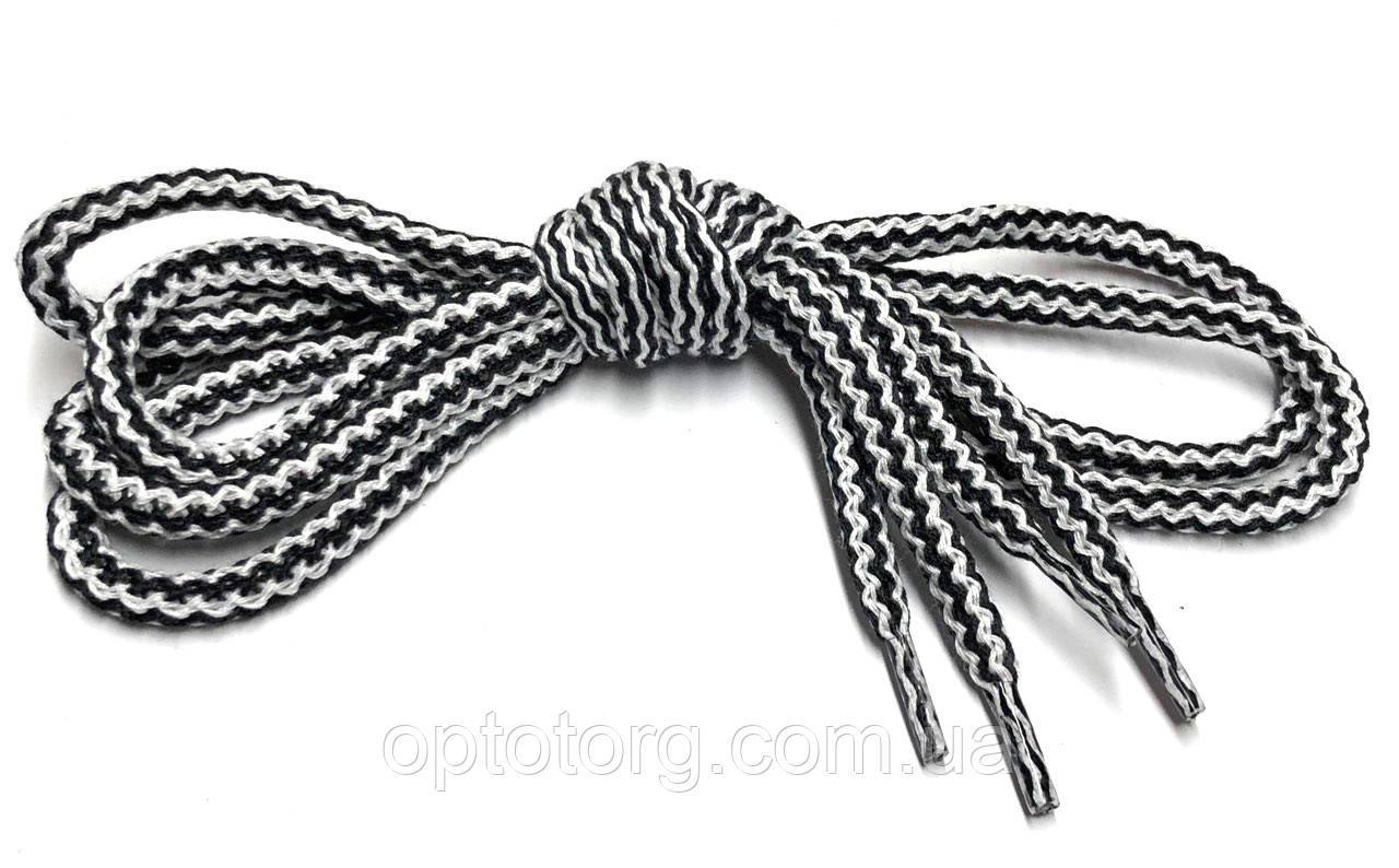 Шнурки Чорно білий круглі 100см 5мм Kiwi